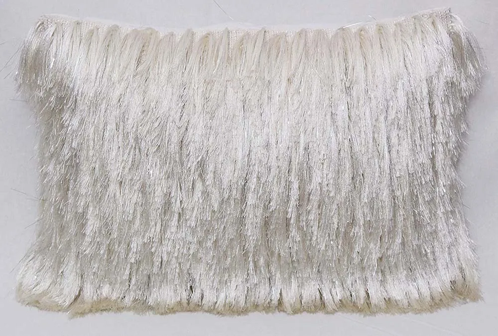 Fringed Polyester Wide White Shaggy Cushion Cover