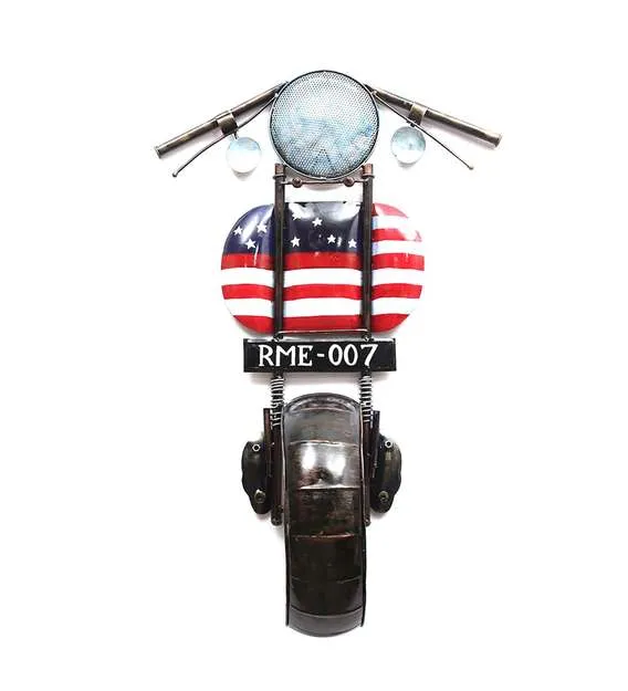 Front Of Captain America Bike LED Metal Wall Decor