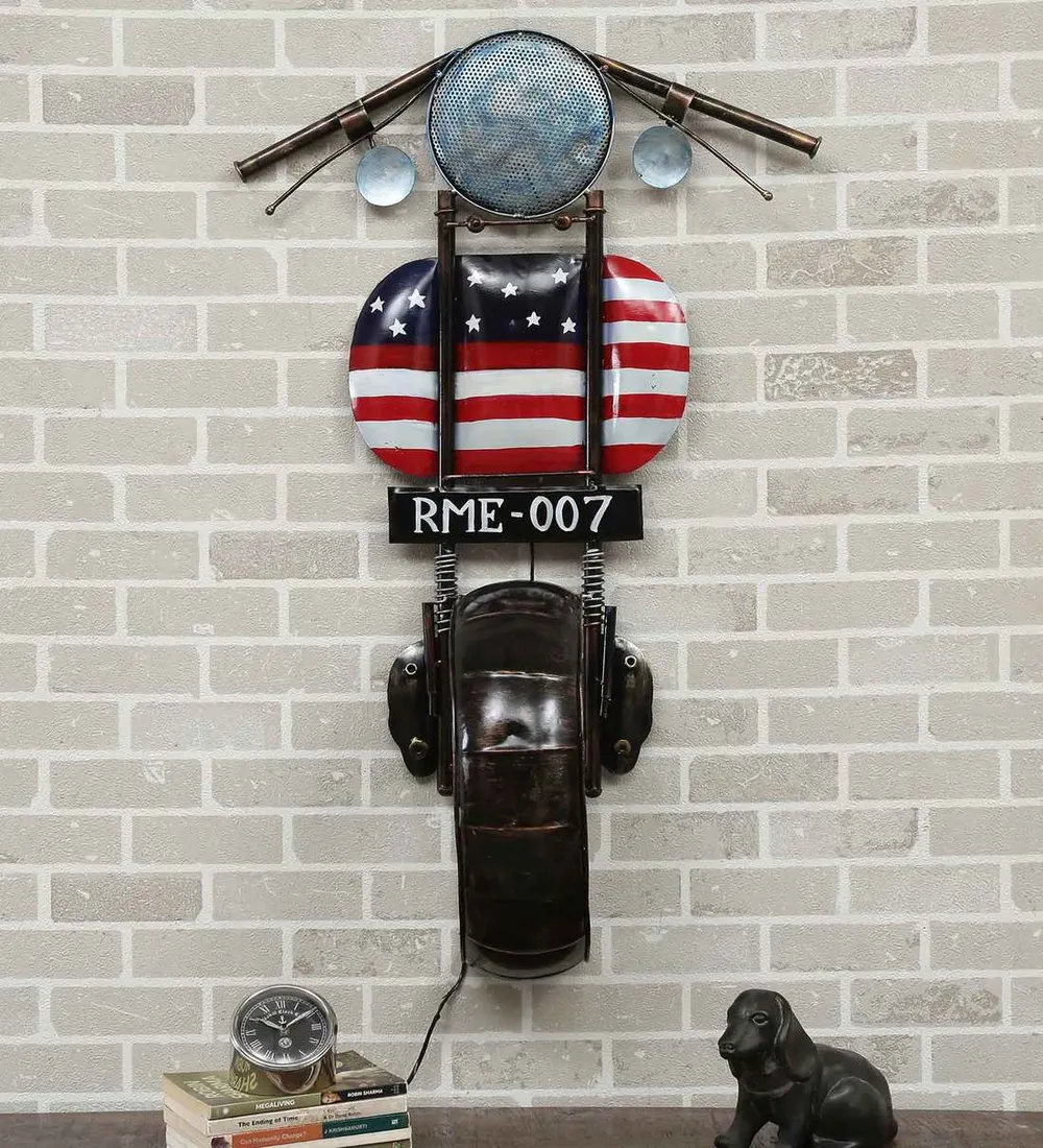 Front Of Captain America Bike LED Metal Wall Decor