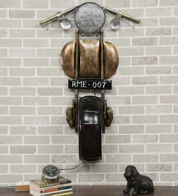 Front Of Solid Bronze  Bike LED Metal Wall Decor