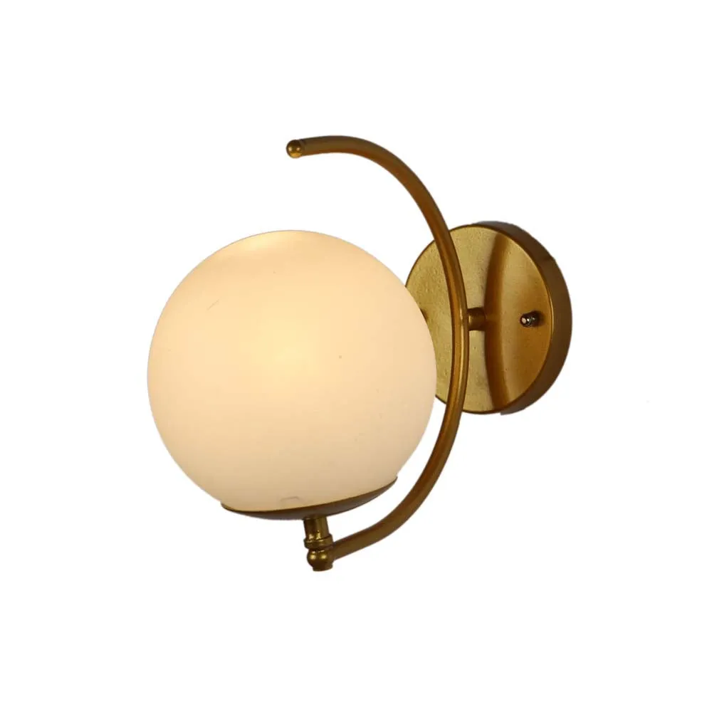 Frosted Globe Golden Wall Fixture single Piece