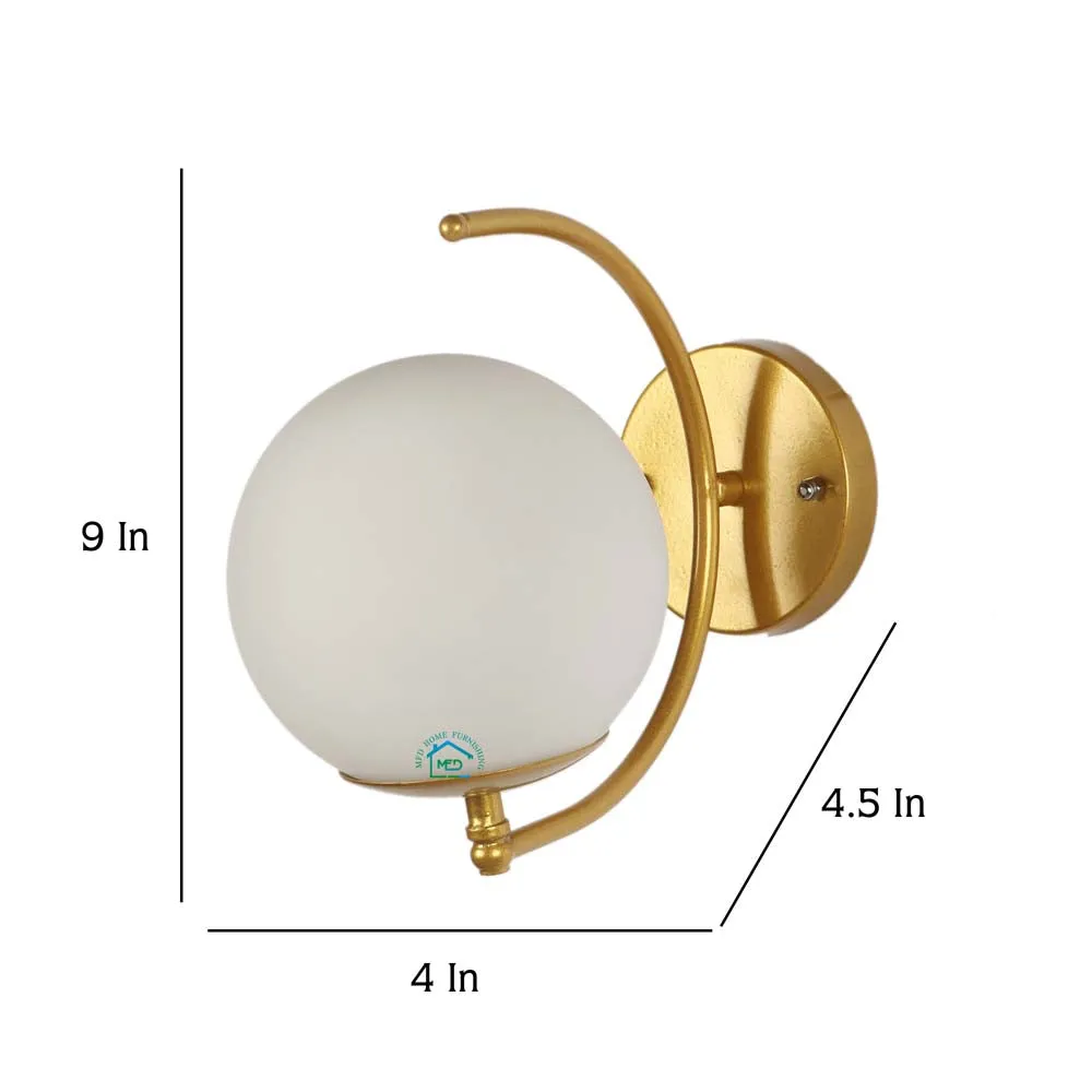 Frosted Globe Golden Wall Fixture single Piece