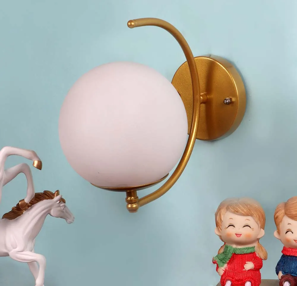 Frosted Globe Golden Wall Fixture single Piece