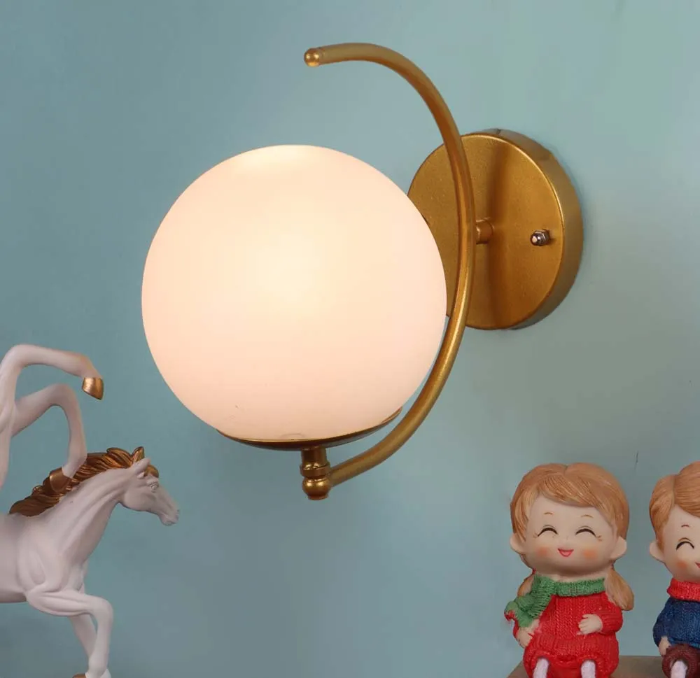 Frosted Globe Golden Wall Fixture single Piece