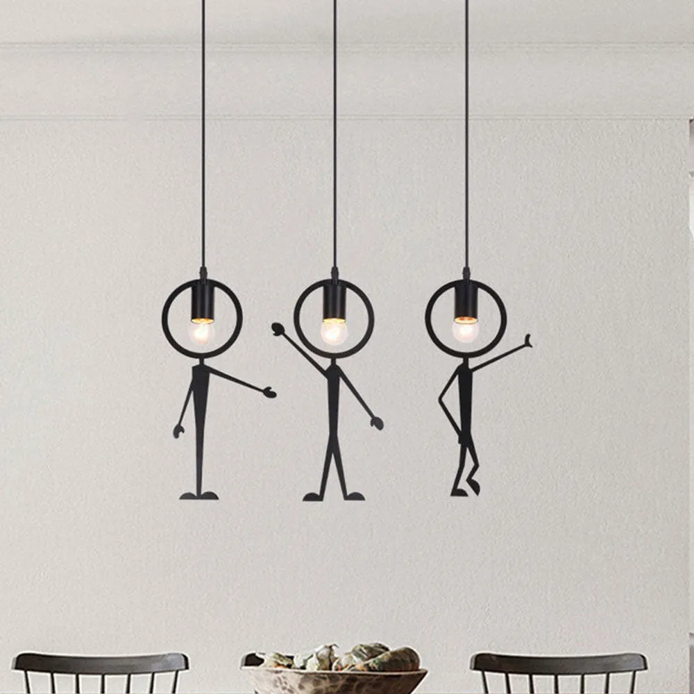 Funky Dancing Buddies Metal Hanging Lamp Set Of 3