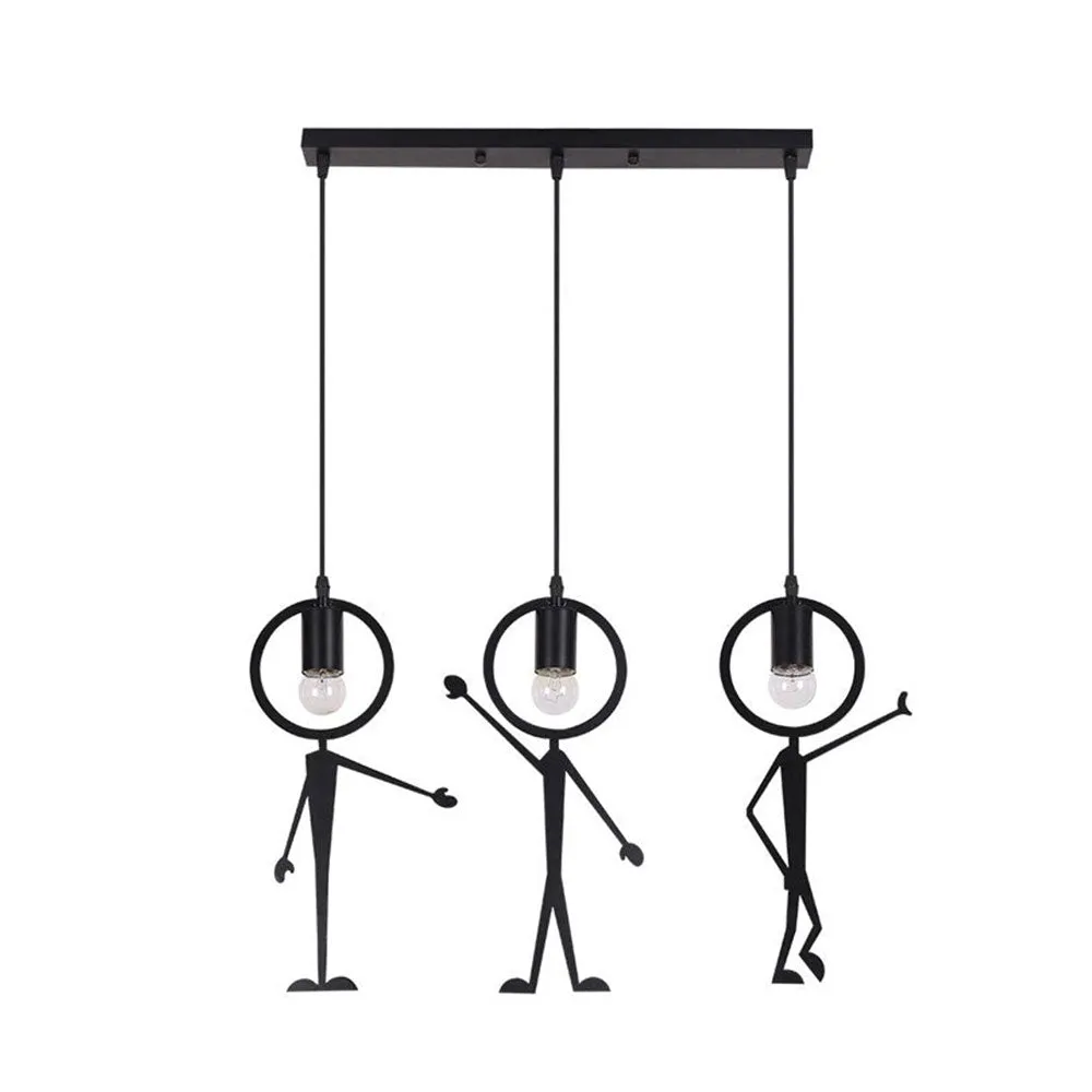 Funky Dancing Buddies Metal Hanging Lamp Set Of 3