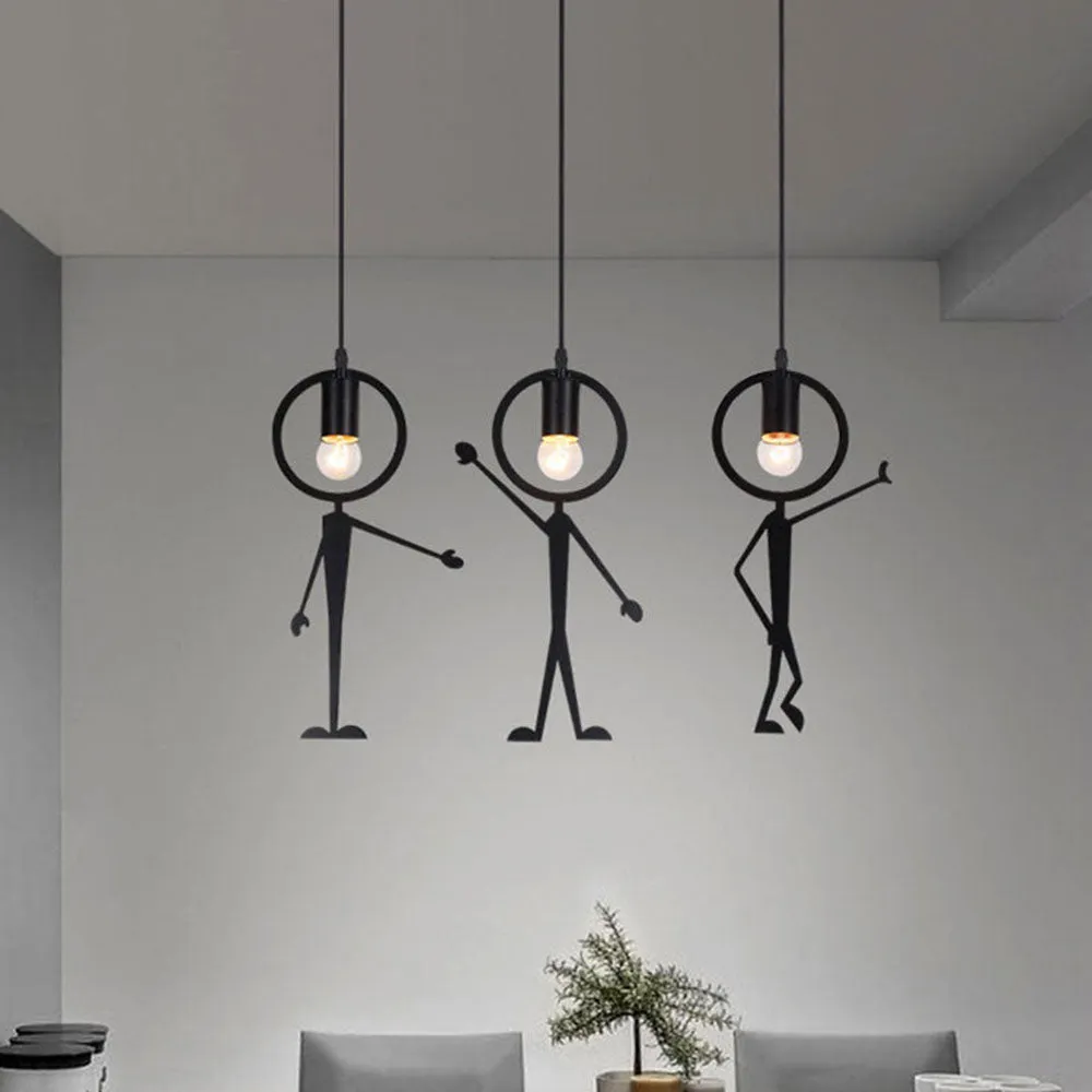 Funky Dancing Buddies Metal Hanging Lamp Set Of 3
