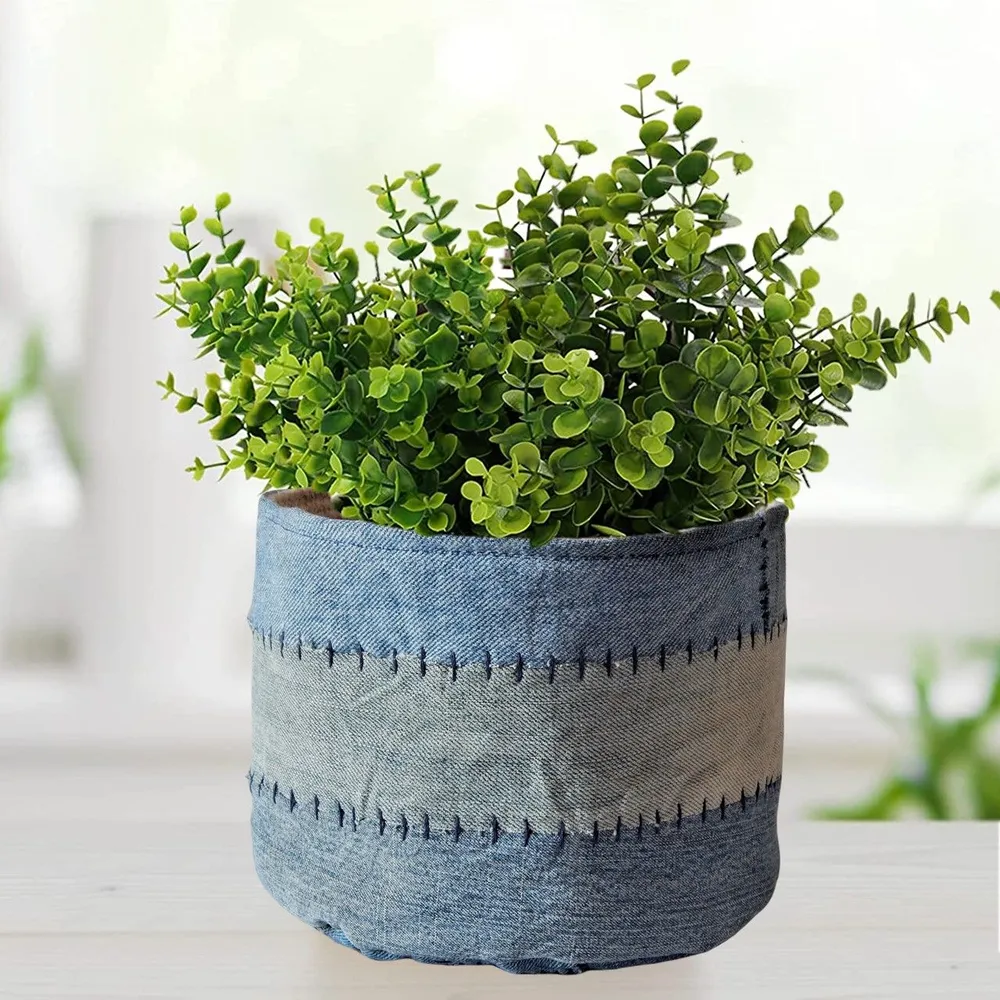 Funky Designer Blue Denim Planter Basket