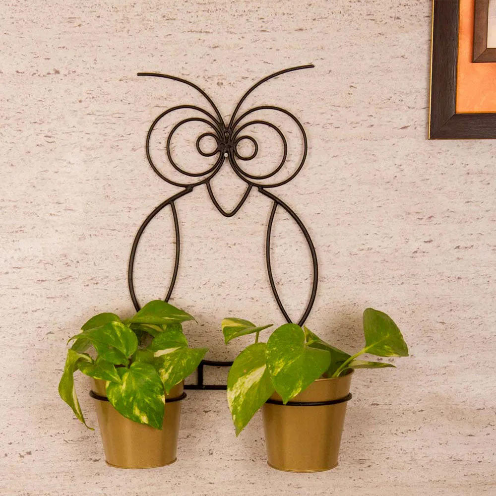 Funky Owl Designed Copper Toned Planters