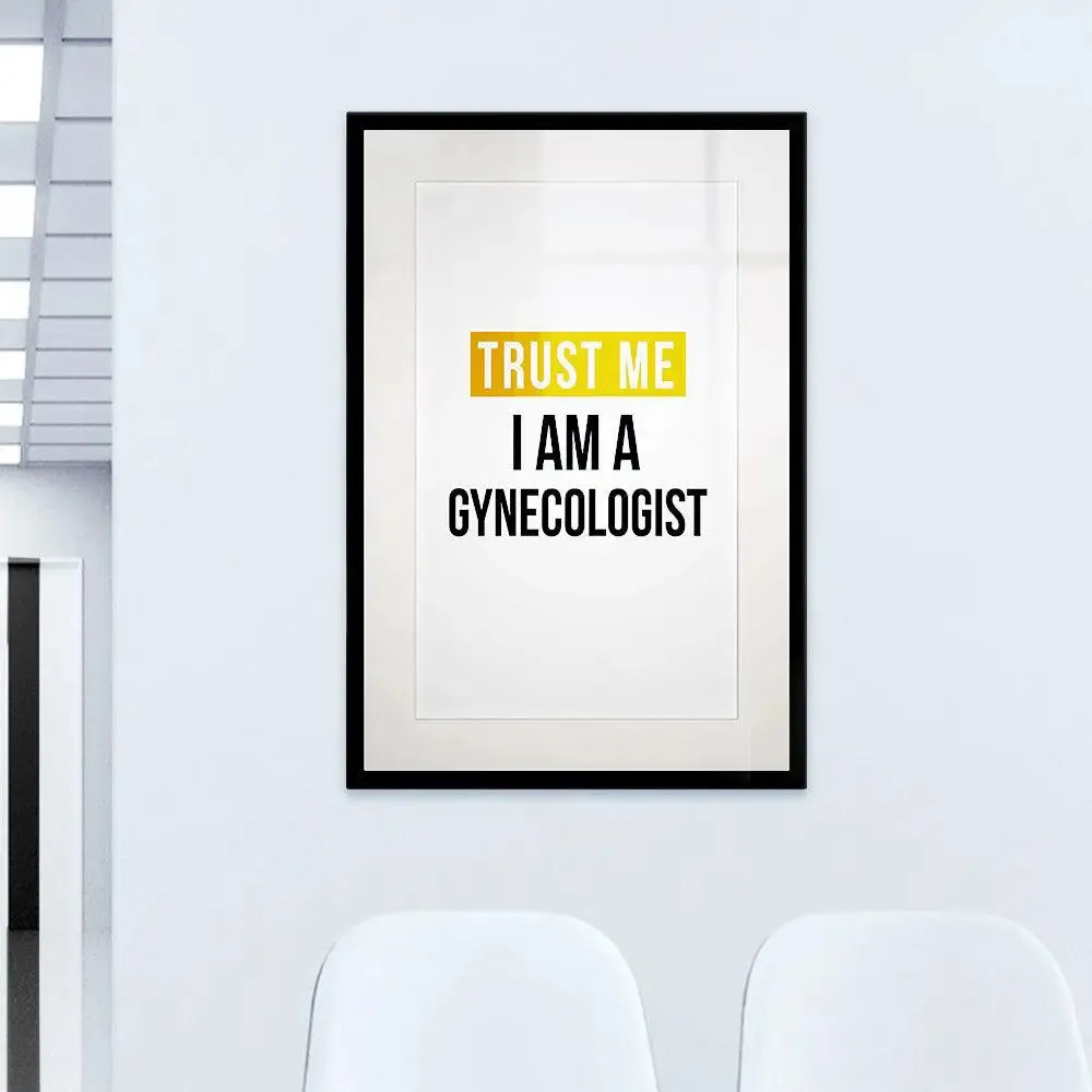 Funky Typographical Framed Wall Art for Gynecologist Office