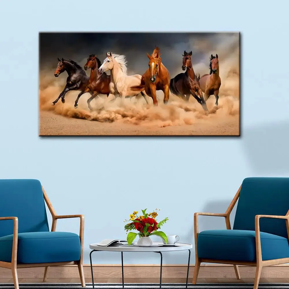 Galloping Horses Canvas Printed Painting With Frame