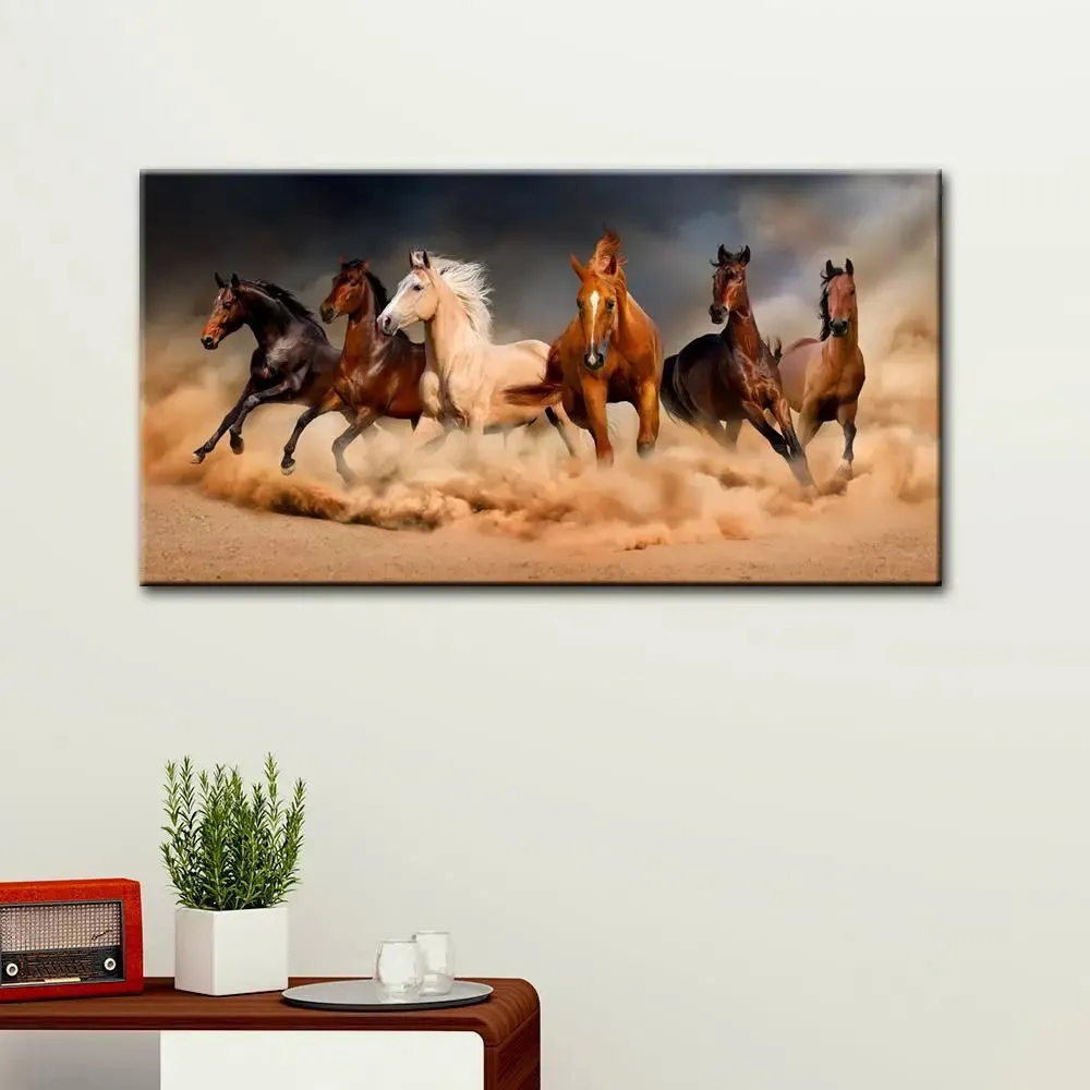 Galloping Horses Canvas Printed Painting With Frame