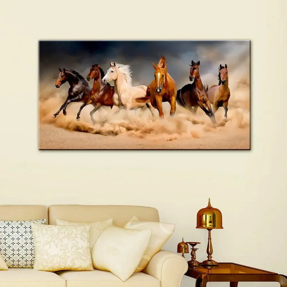 Galloping Horses Canvas Printed Painting With Frame