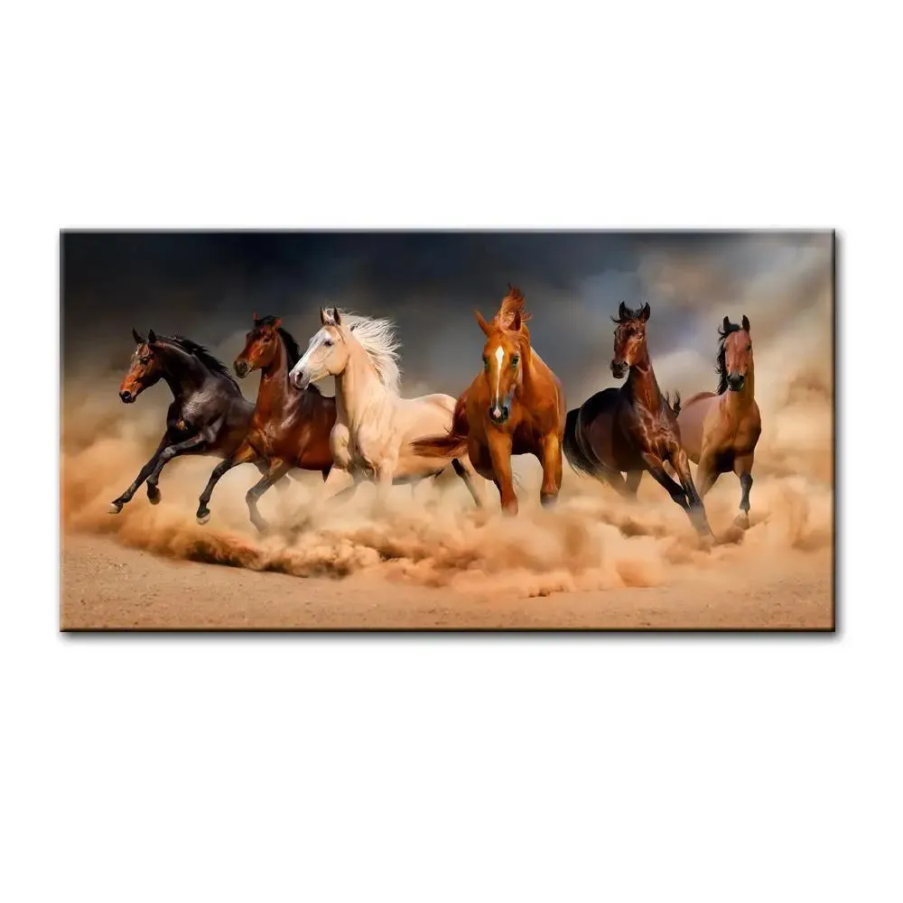 Galloping Horses Canvas Printed Painting With Frame