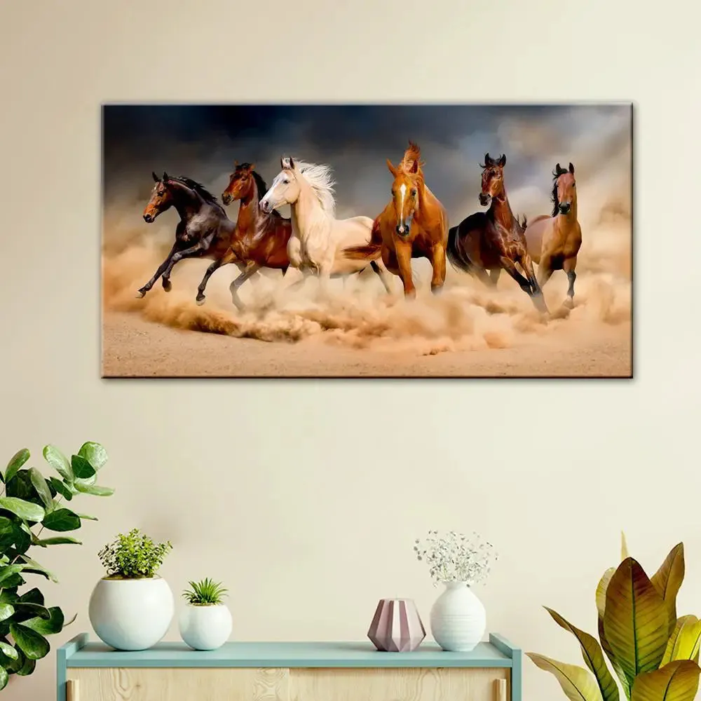 Galloping Horses Canvas Printed Painting With Frame