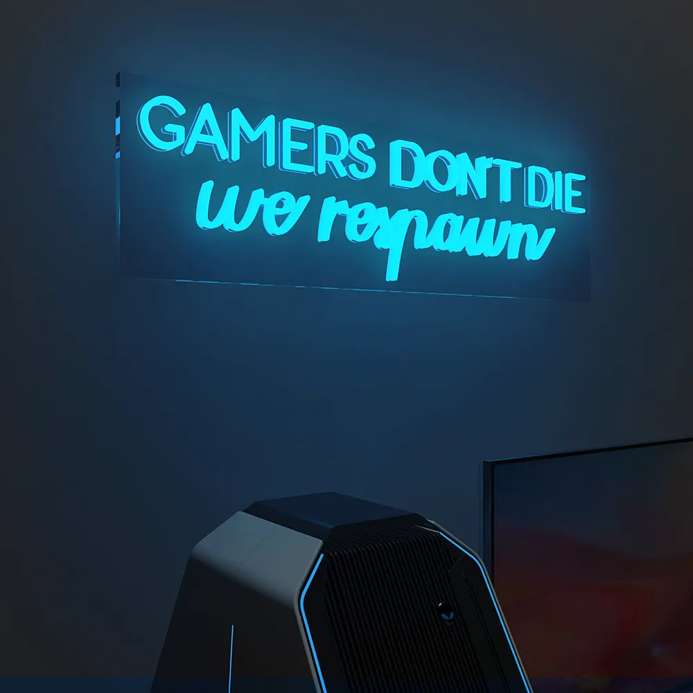 Gamers Don't Die LED Neon Light (Available in Multiple Colors) Blue
