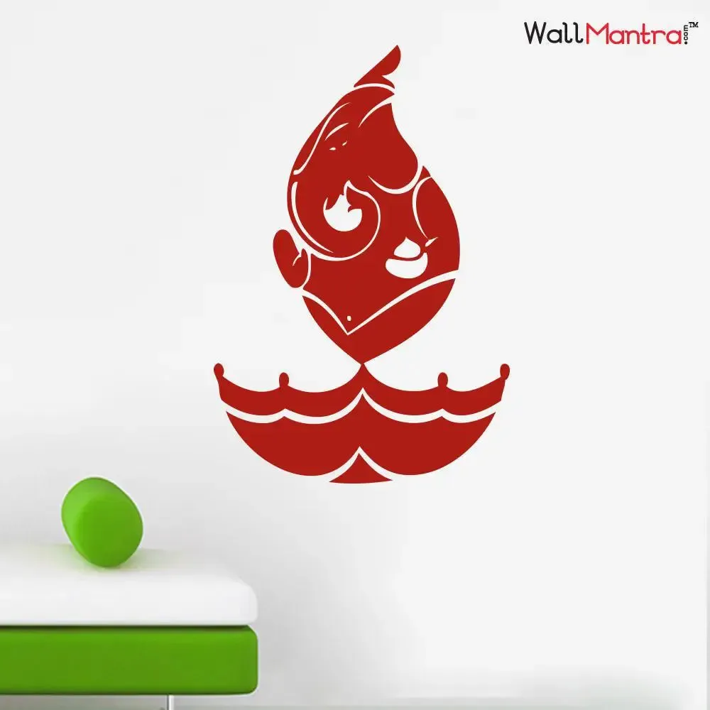 Ganesha in Diya Shape Wall Sticker