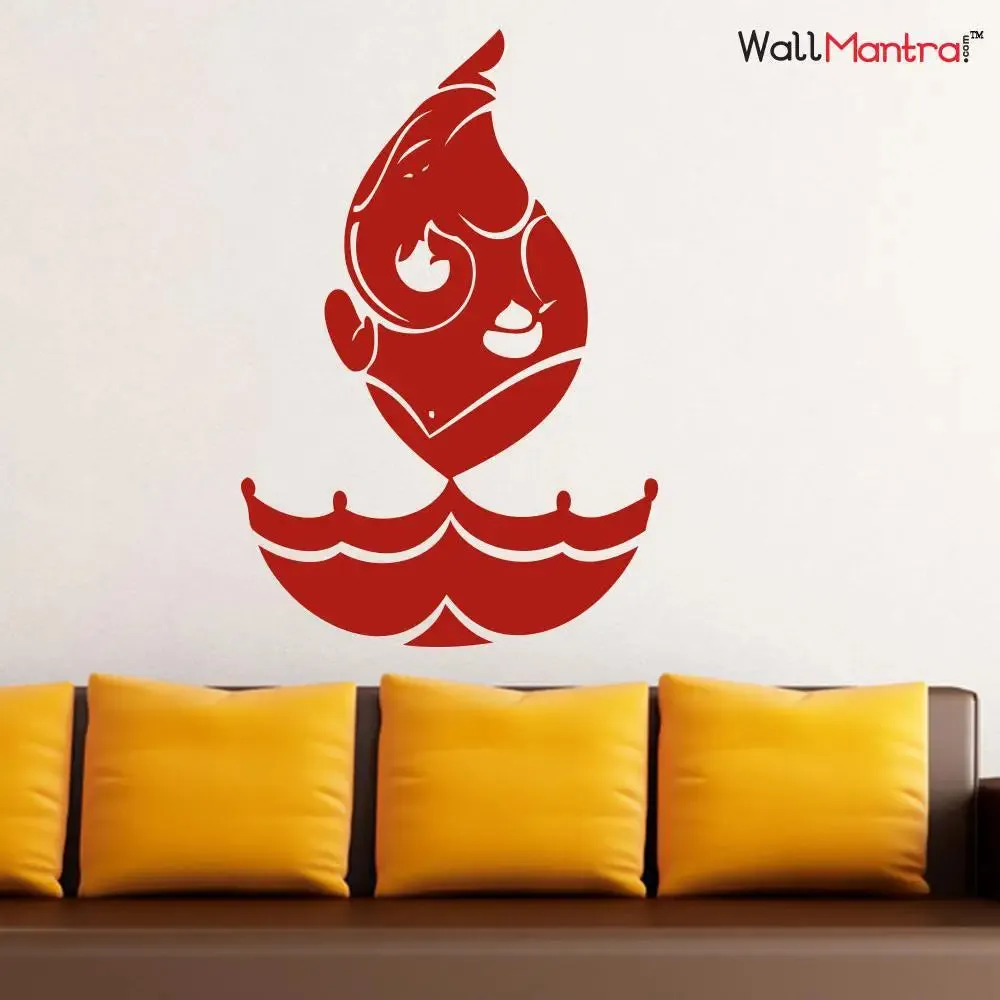Ganesha in Diya Shape Wall Sticker