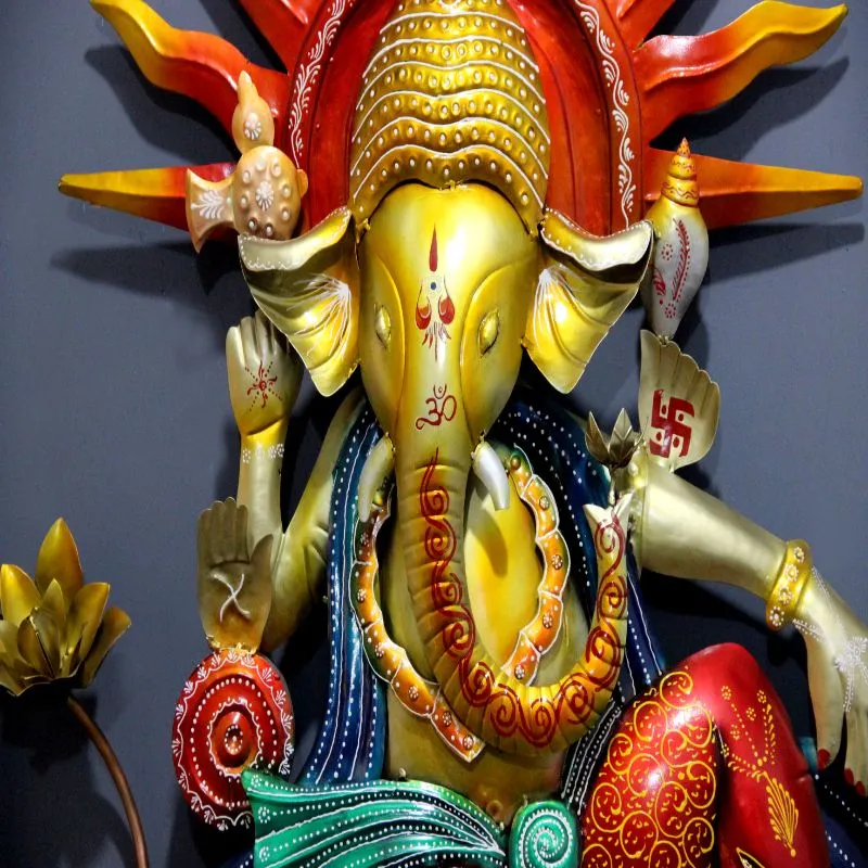 Ganesha On Lotus Metal Wall Art