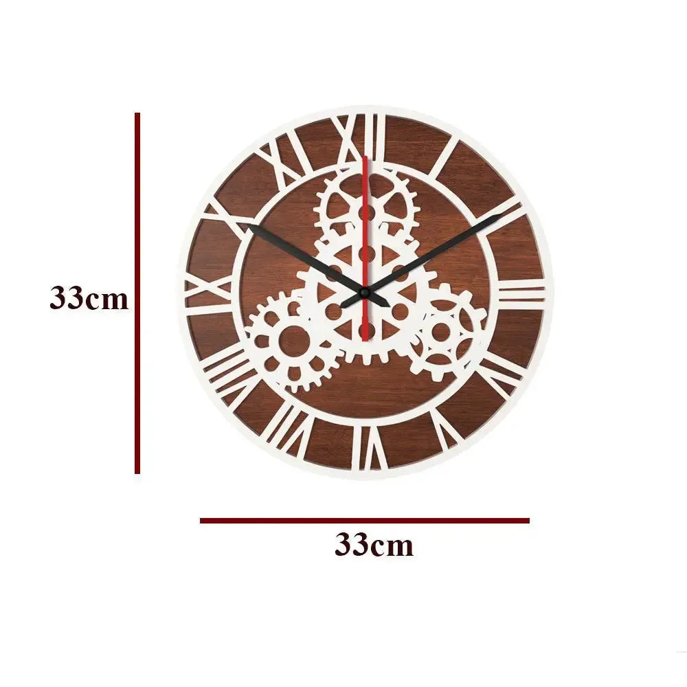 Gears Modern Design Dual Layer Wooden Wall Clock