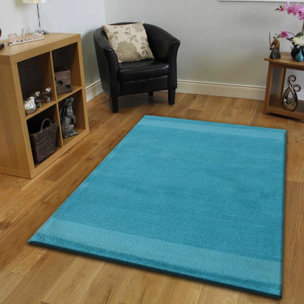 Generic Plain Bordered Blue Tufted Area Carpet 3X5ft