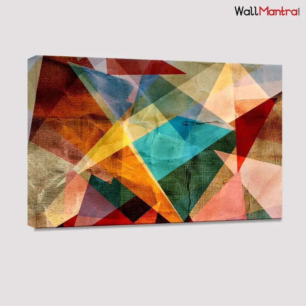 Geometric Abstract Painting  Stretched on Wood Bars 61 x 41cm
