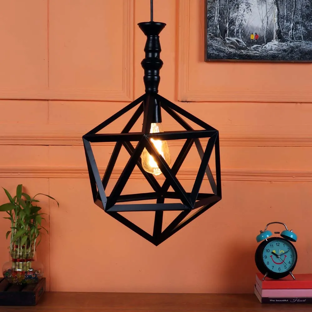 Geometric Black Metal Decorative Single Hanging Light