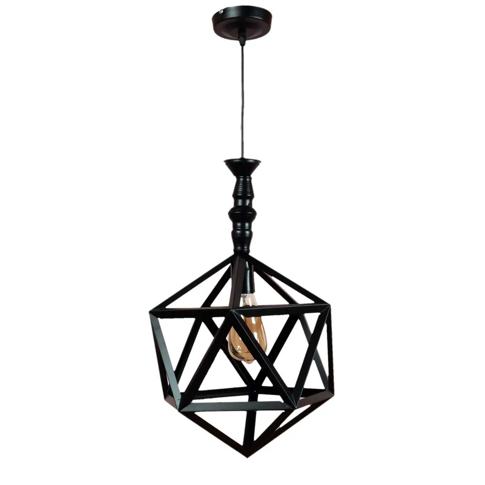 Geometric Black Metal Decorative Single Hanging Light