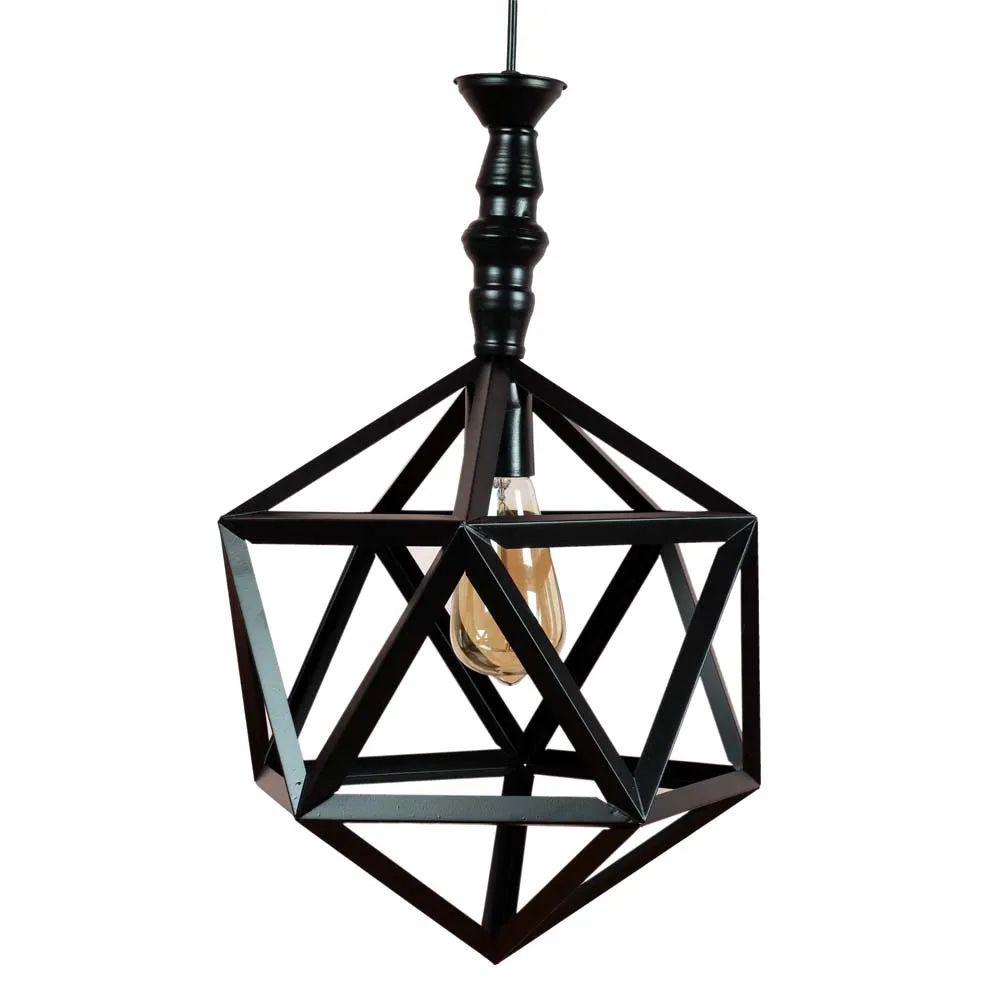Geometric Black Metal Decorative Single Hanging Light