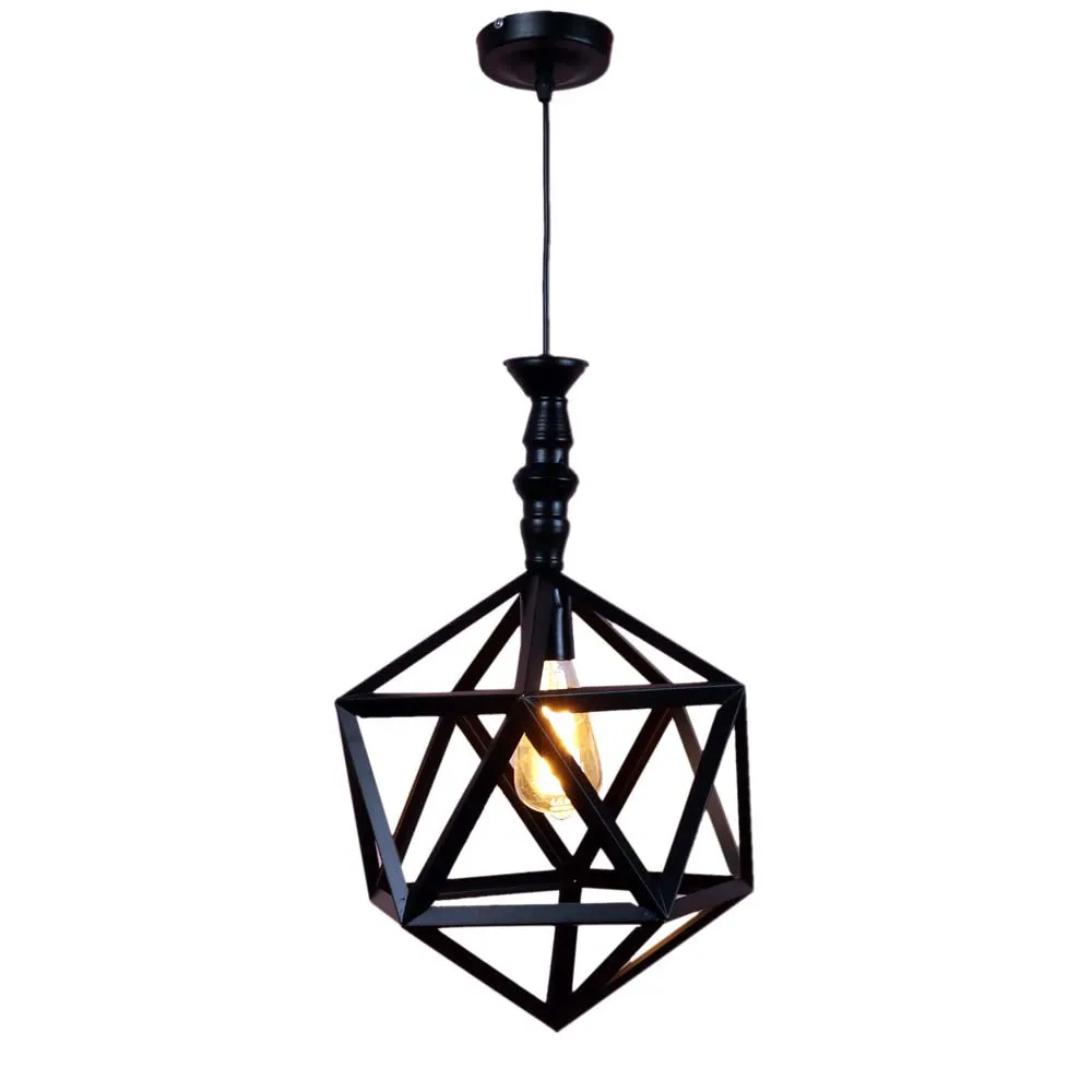 Geometric Black Metal Decorative Single Hanging Light