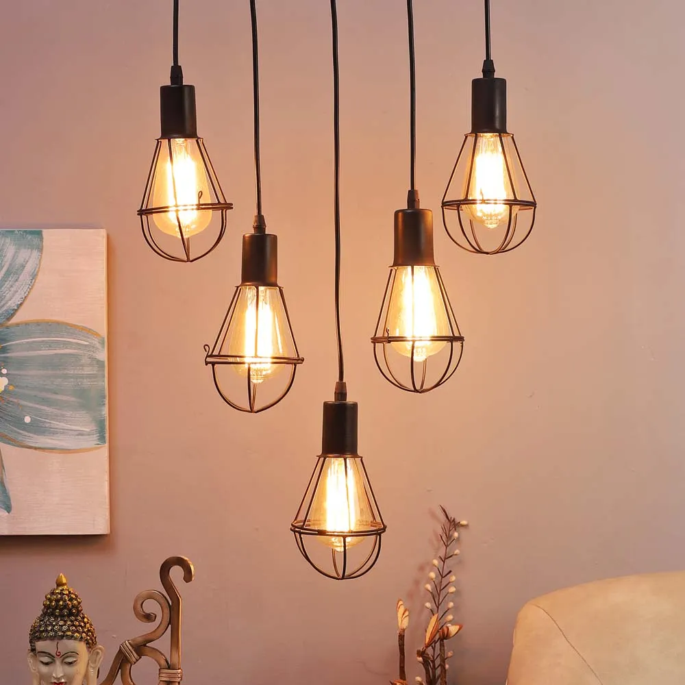 Geometric Cut Antique Cluster Hanging Light