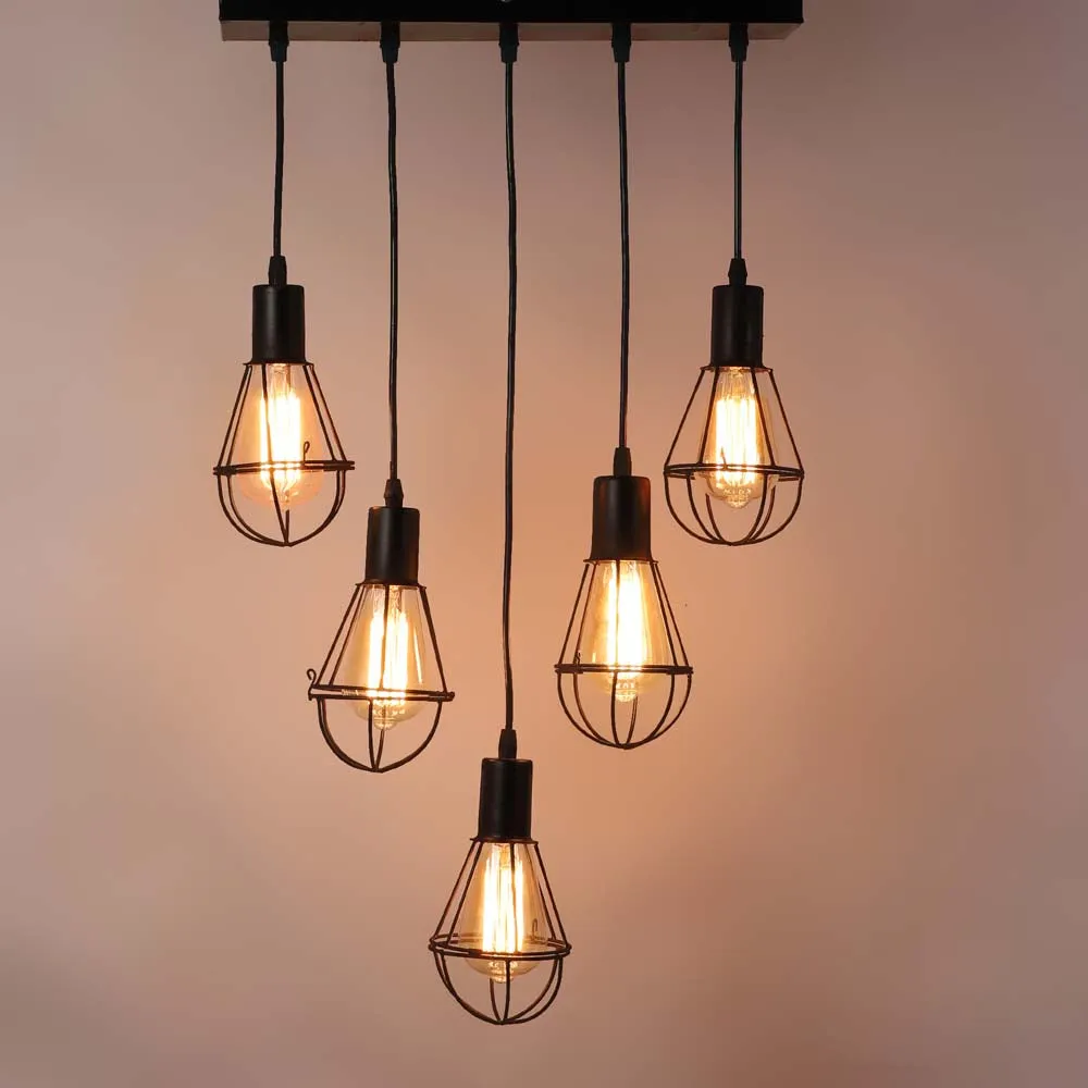 Geometric Cut Antique Cluster Hanging Light