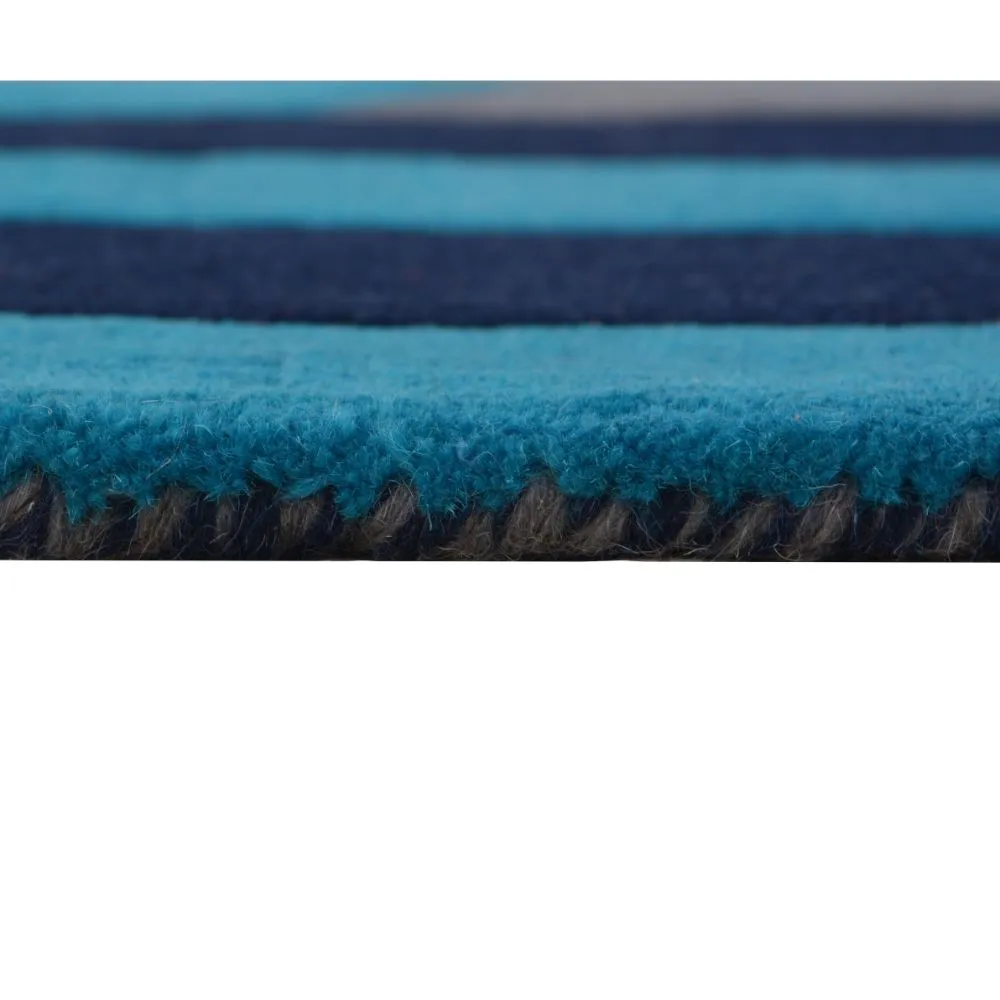 Geometric Designer Blue & Gray Tufted Area Carpet 2X5ft