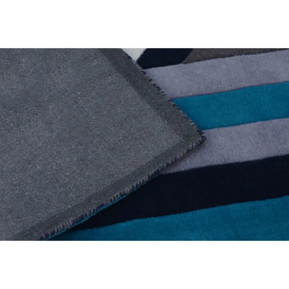 Geometric Designer Blue & Gray Tufted Area Carpet 2X5ft
