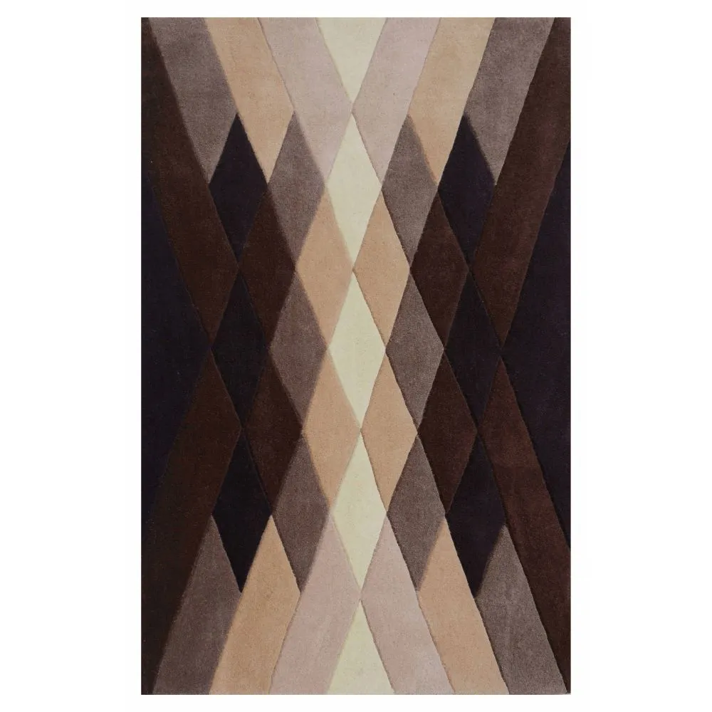 Geometric Designer Brown & Beige Tufted Area Carpet 2X5ft