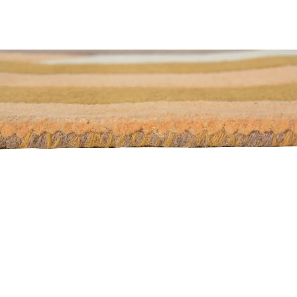 Geometric Designer Golden & Ivory Tufted Area Carpet 2X5ft