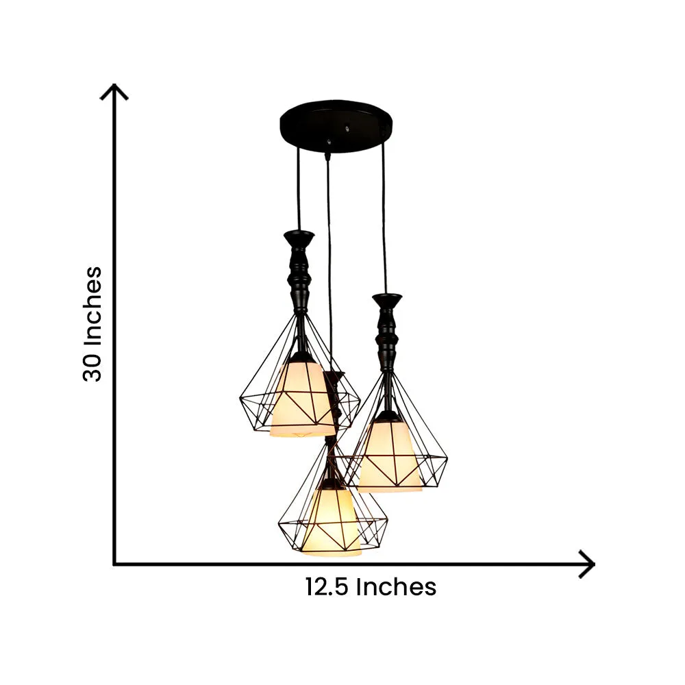 Geometric Designer Handcrafted Metal With White Glass Hanging Lights