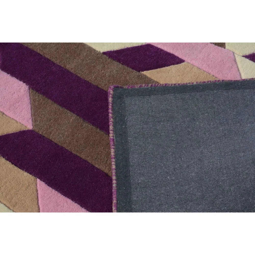 Geometric Designer Pink & Purple Tufted Area Carpet 2X5ft
