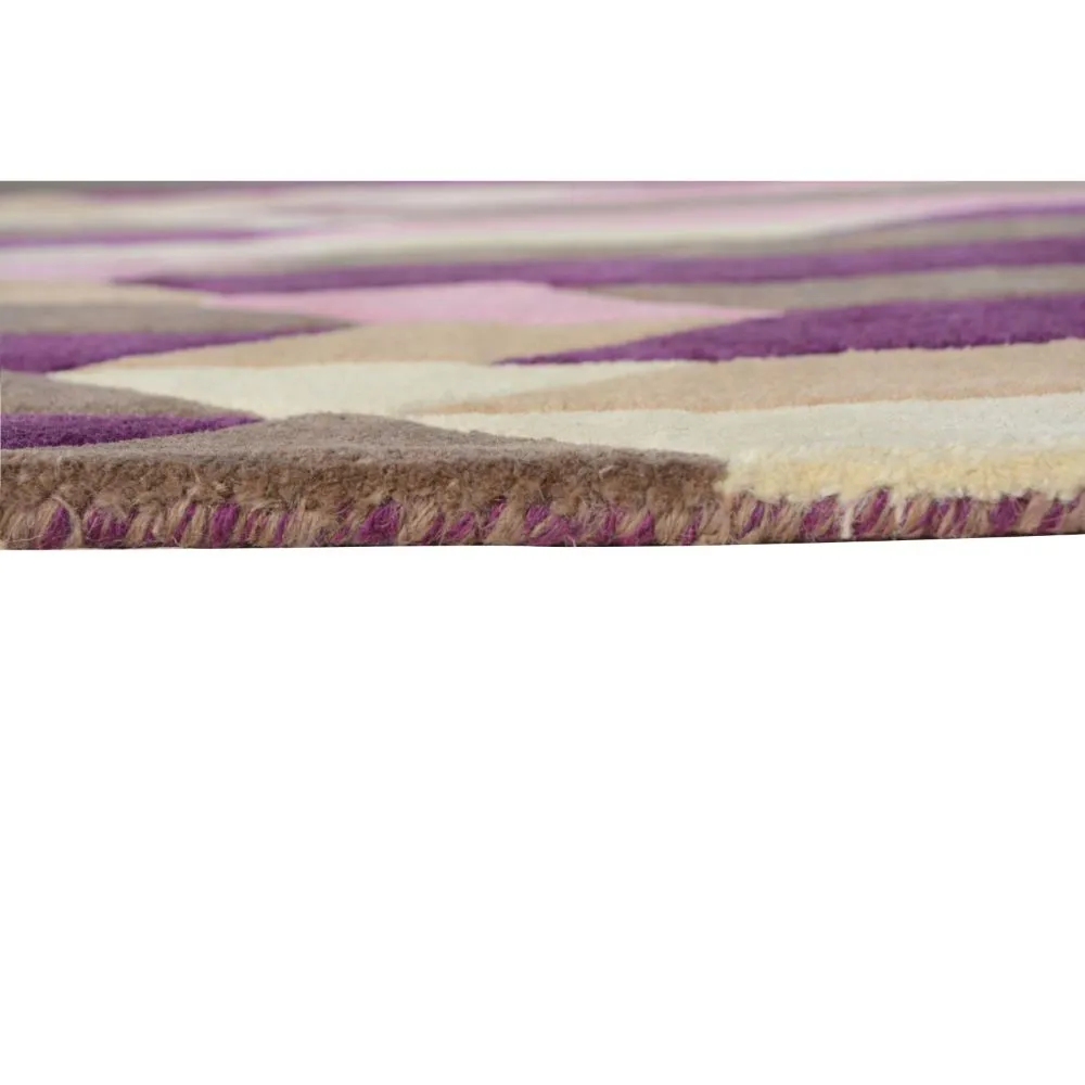 Geometric Designer Pink & Purple Tufted Area Carpet 2X5ft