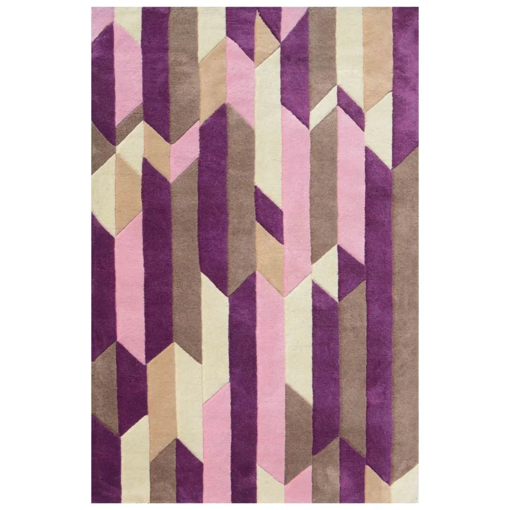 Geometric Designer Pink & Purple Tufted Area Carpet 2X5ft