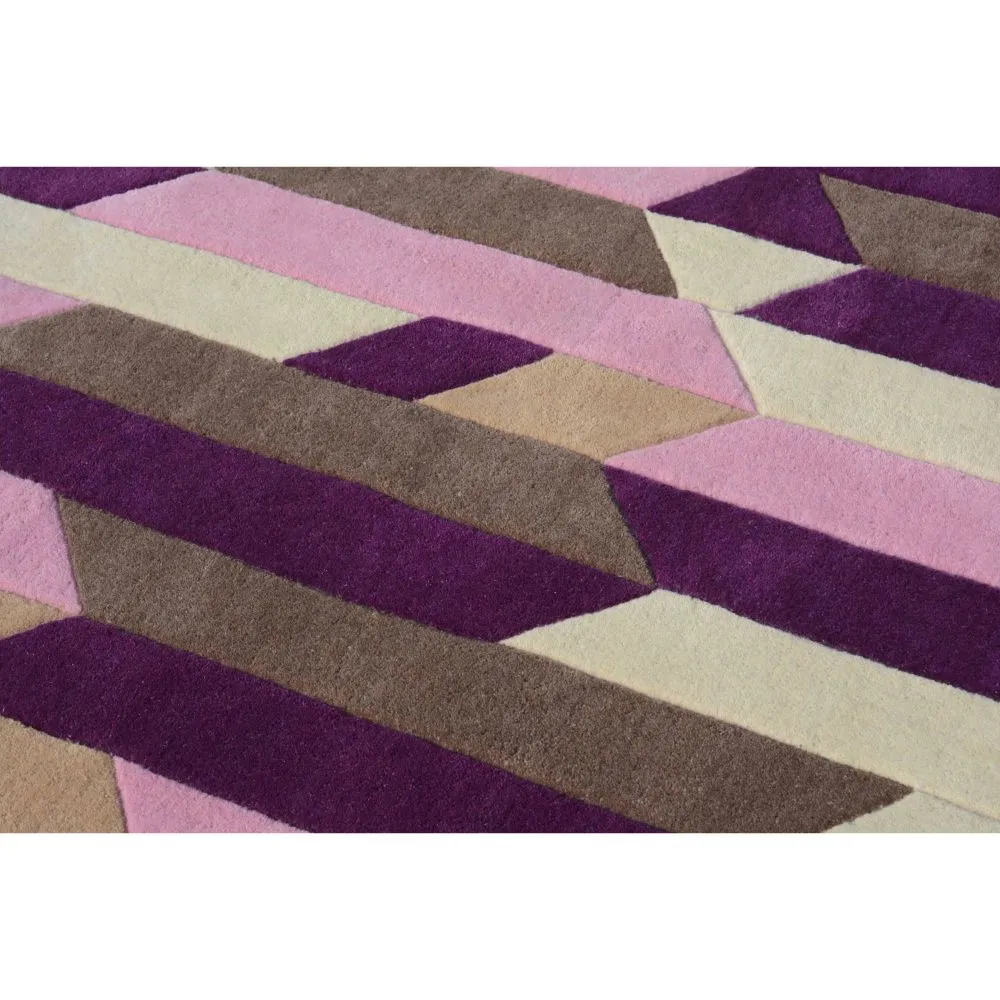 Geometric Designer Pink & Purple Tufted Area Carpet 2X5ft