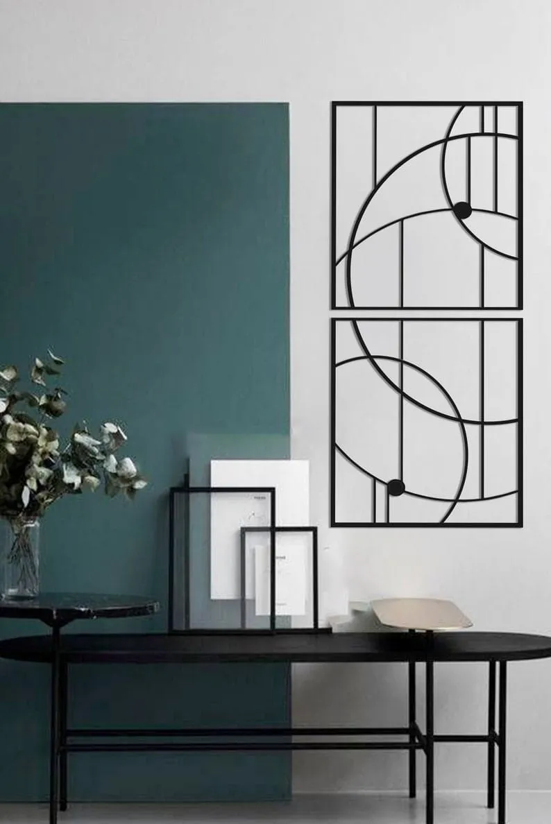 Geometric Entwined Circles Metal Wall Art Set Of 2