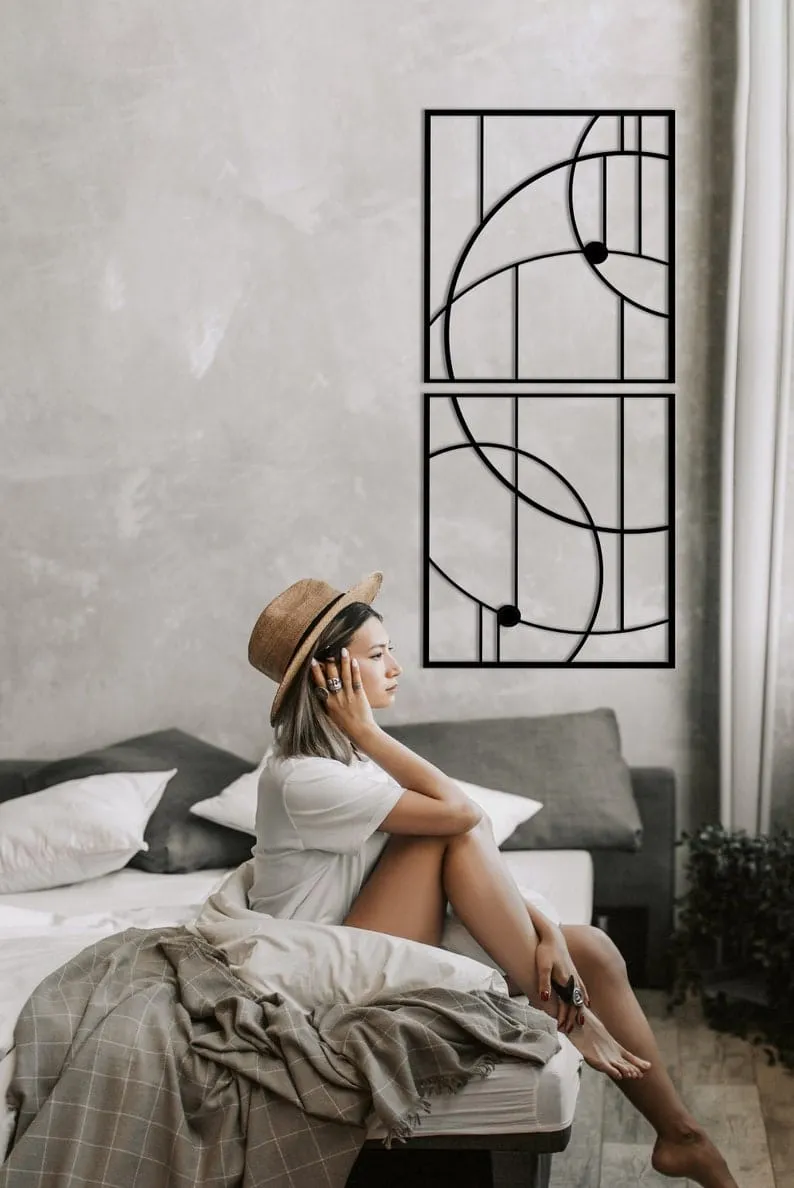 Geometric Entwined Circles Metal Wall Art Set Of 2