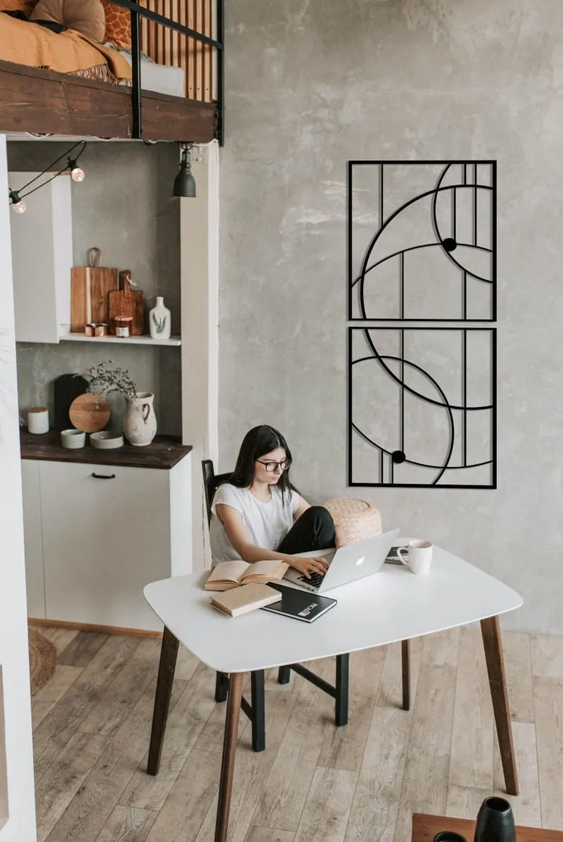 Geometric Entwined Circles Metal Wall Art Set Of 2