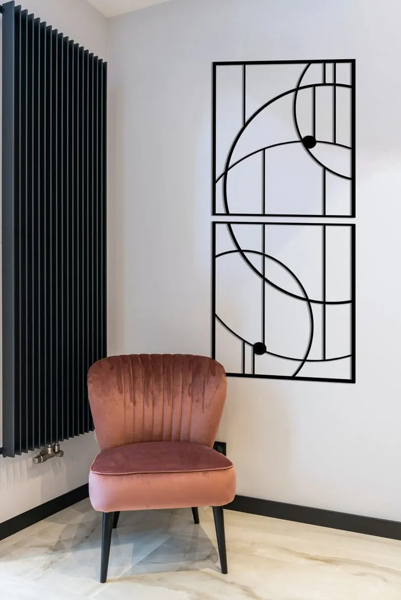 Geometric Entwined Circles Metal Wall Art Set Of 2