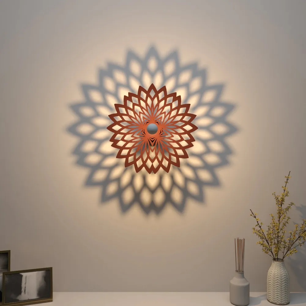 Geometric Flower Design Creative Shadow Night Lamps