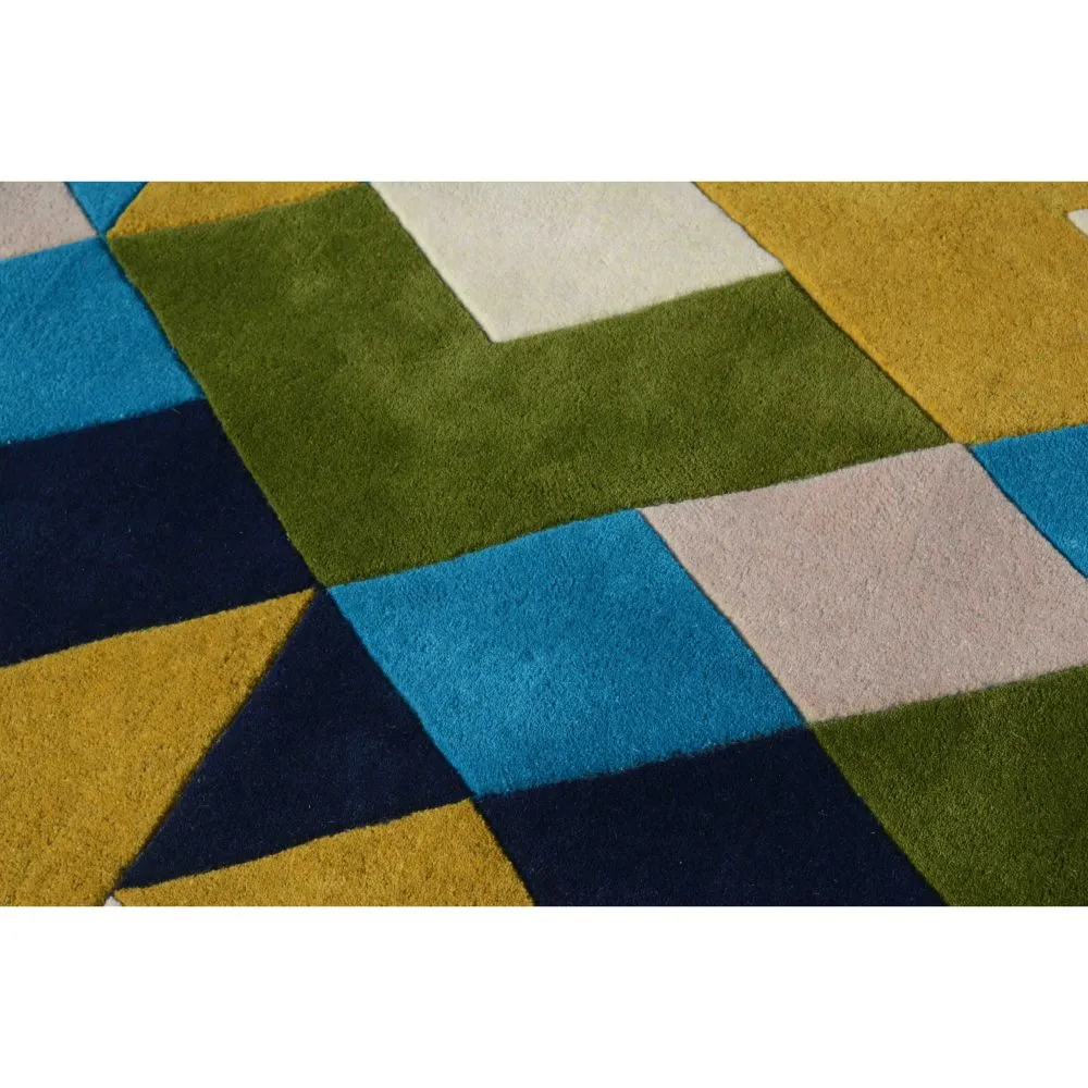 Geometric Pattern Multicolor Tufted Area Carpet 2*5ft