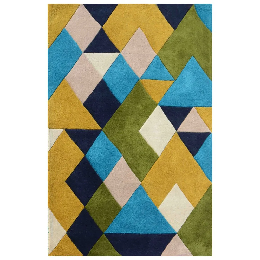 Geometric Pattern Multicolor Tufted Area Carpet 2*5ft