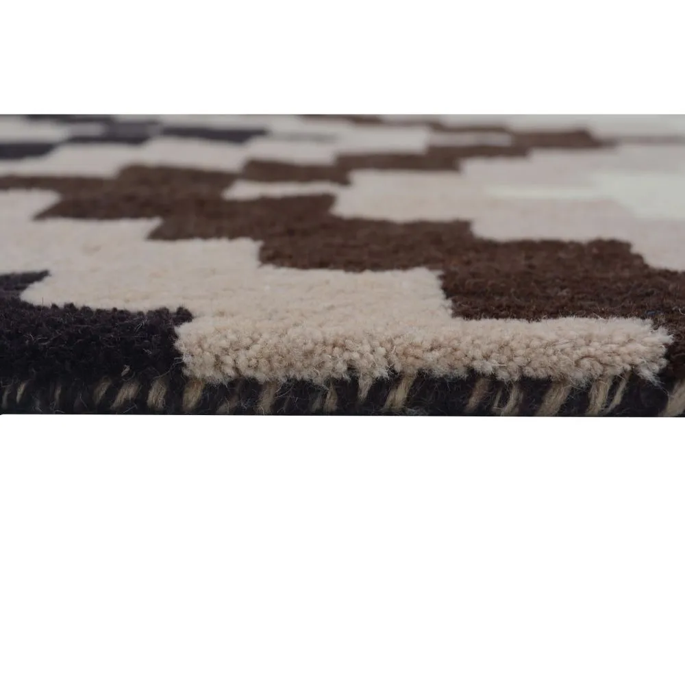 Geometric Patterned Shades Of Brown Designer Area Carpet 2*5ft