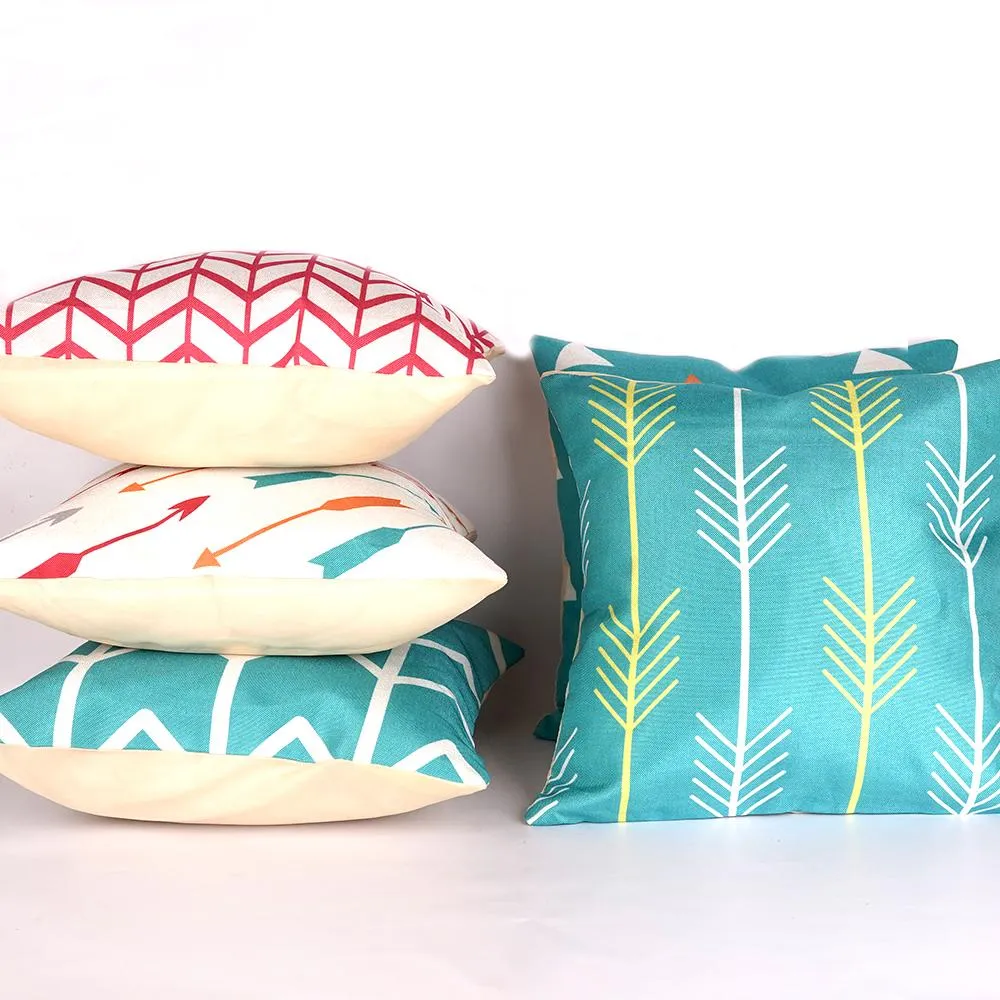 Geometric Printed Multi Color Polyester Cushion Covers 16x16in Set of 5